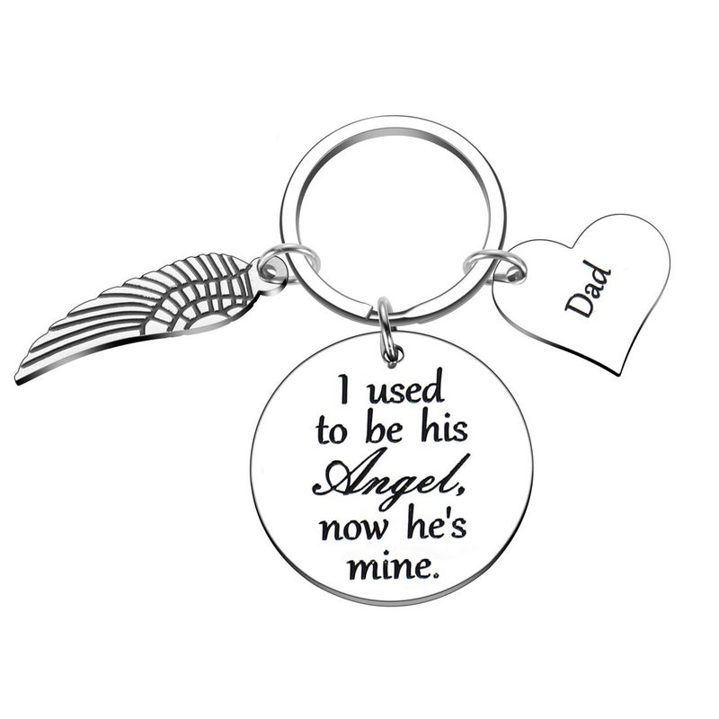 Vanlovemac Dad Memorial Gift Keychain for Loss of Father Daughter Son in Memory of Daddy Remembrance Jewelry Sympathy Gift I Used To Be His Angel Keyring - Image 1